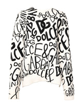 Dolce & Gabbana Weiß Schwarz Logo Print Frauen Pullover Pullover