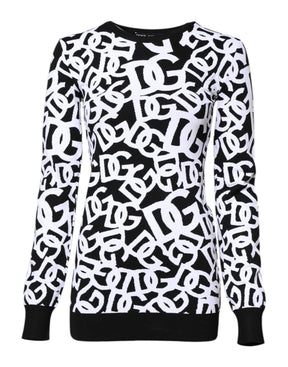 Dolce & Gabbana Schwarzer weißer Logodruck Frauen Pullover Pullover