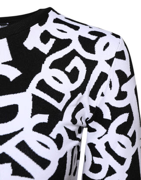 Dolce & Gabbana Schwarzer weißer Logodruck Frauen Pullover Pullover