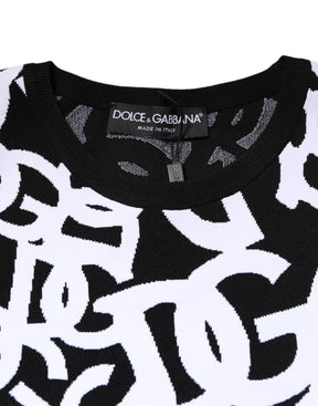 Dolce & Gabbana Schwarzer weißer Logodruck Frauen Pullover Pullover