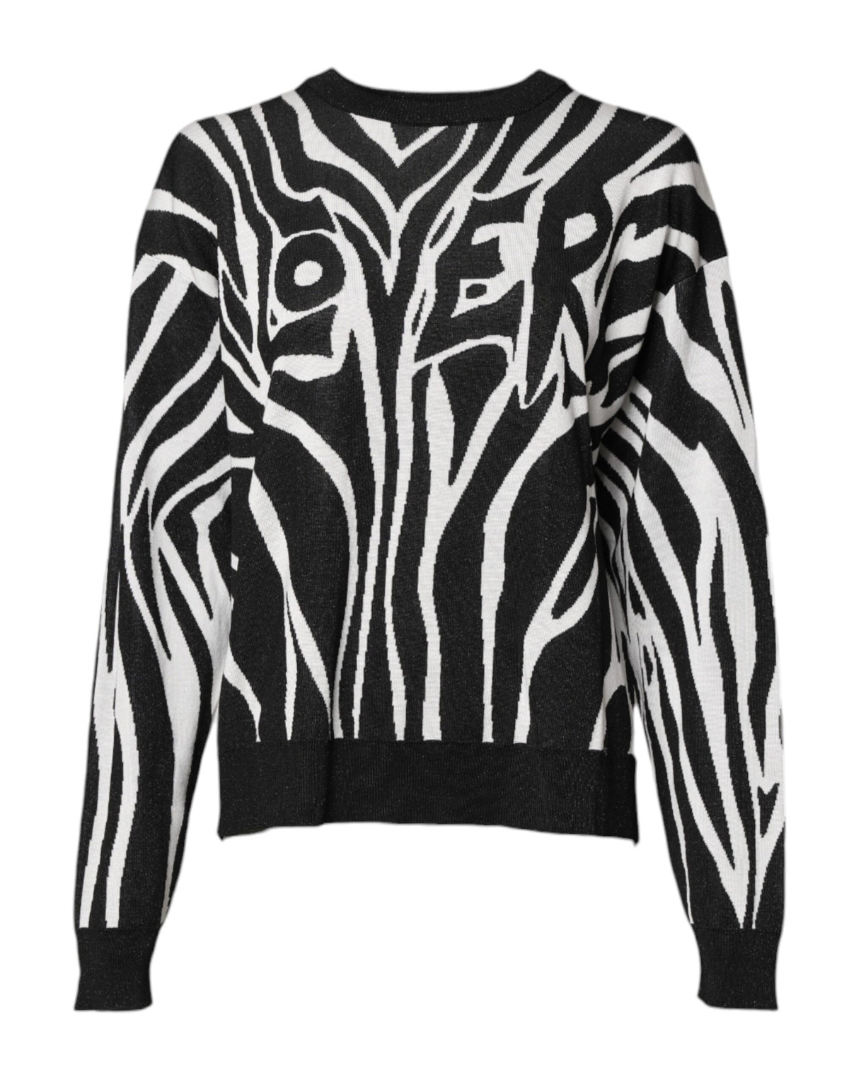 Dolce & Gabbana Schwarzer weißer Druck Frauen Pullover Sweater