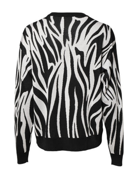 Dolce & Gabbana Schwarzer weißer Druck Frauen Pullover Sweater