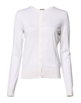 Dolce & Gabbana Weißes Kaschmir-Rundhals-Top Strickjacke Pullover