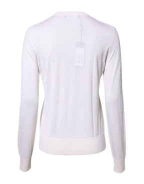Dolce & Gabbana Weißes Kaschmir-Rundhals-Top Strickjacke Pullover
