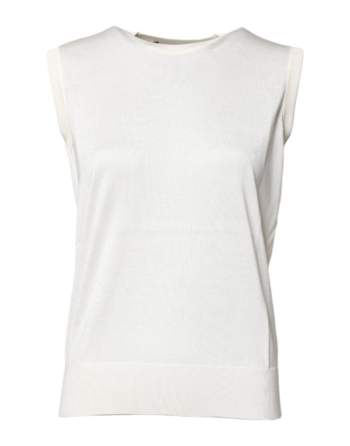 Dolce & Gabbana Weißes Seiden-Rundhals-Tanktop ohne Ärmel