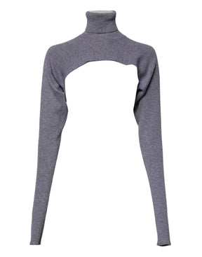 Dolce & Gabbana Grauer Wollstrick-Rollkragenpullover mit Rundhalsausschnitt