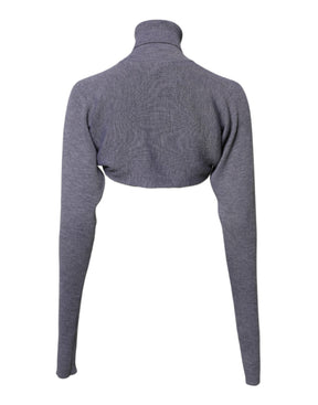 Dolce & Gabbana Grauer Wollstrick-Rollkragenpullover mit Rundhalsausschnitt