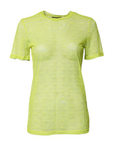 Dolce & Gabbana Grünes Nylon See Through Damen Kurzarm Top