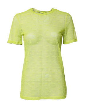 Dolce & Gabbana Grünes Nylon See Through Damen Kurzarm Top