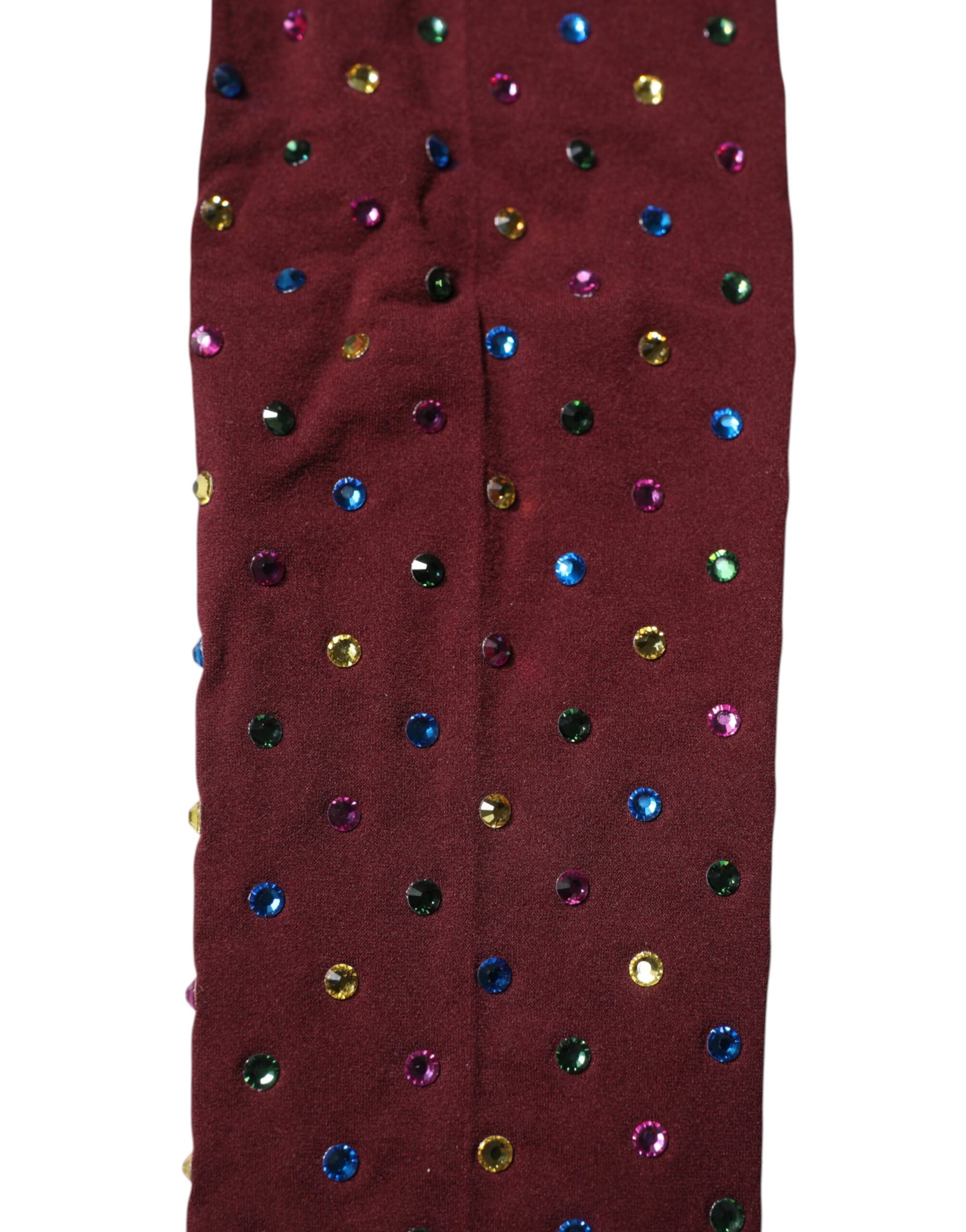 Dolce & Gabbana Kastanienbraune Nylon Strumpfhose mit Kristallverzierung