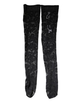 Dolce & Gabbana Schwarze florale Spitze Baumwoll-Stretchstrümpfe Socken