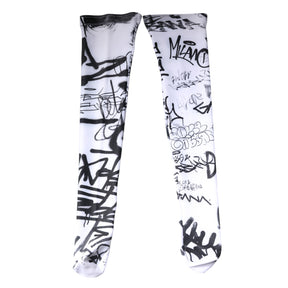 Dolce & Gabbana Weiße Graffiti-Baumwollstrümpfe über der Wade Socken