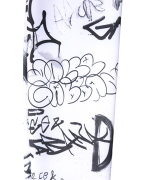 Dolce & Gabbana Weiße Graffiti-Baumwollstrümpfe über der Wade Socken