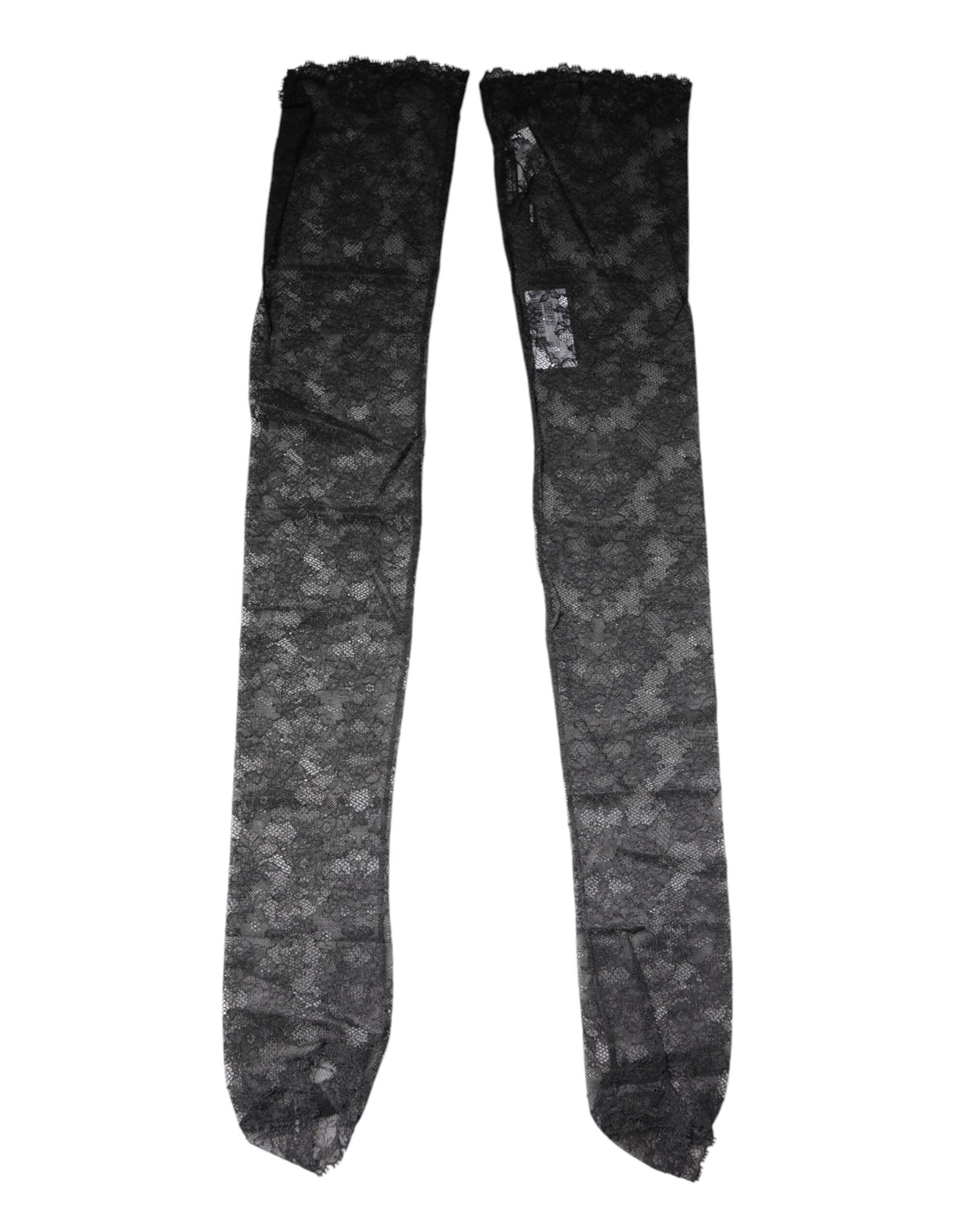 Dolce & Gabbana Schwarze florale Spitze Baumwoll-Stretchstrümpfe Socken