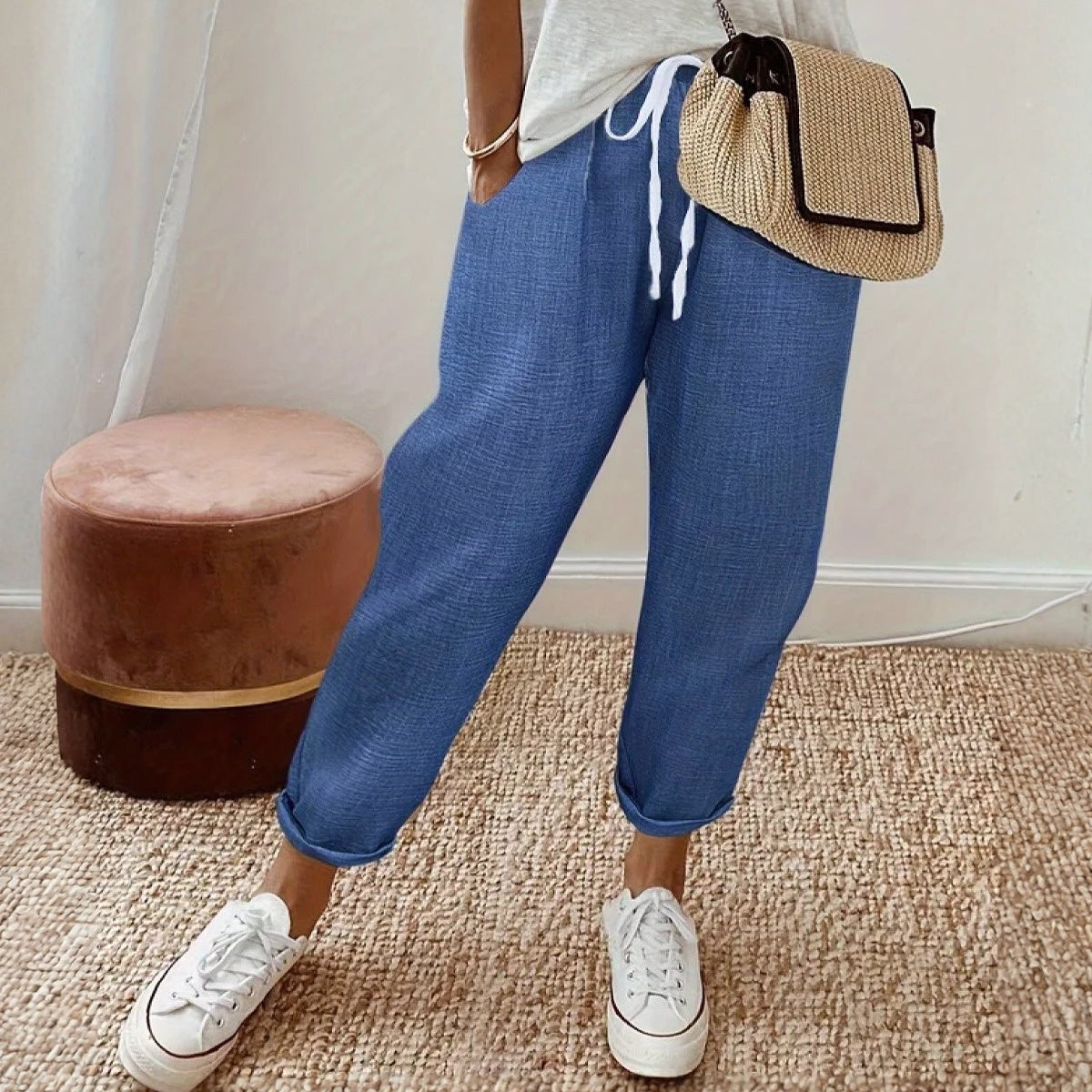 Stylish Side Pocket Plain Pants - Herbstsfrische Komfort-Hose mit Stil