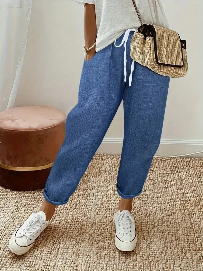 Stylish Side Pocket Plain Pants - Herbstsfrische Komfort-Hose mit Stil