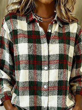 Winter Damen Karohemd Christmas Plaid Shirt warm & festlich