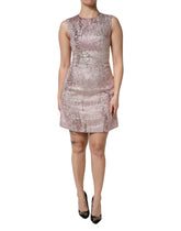 Dolce & Gabbana Rosa Jacquard-Ärmelloses Etuikleid Mini
