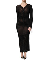 Dolce & Gabbana Schwarzes Bodycon Kleid mit Maschenbesatz