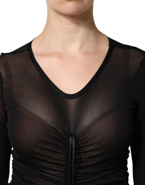 Dolce & Gabbana Schwarzes Bodycon Kleid mit Maschenbesatz
