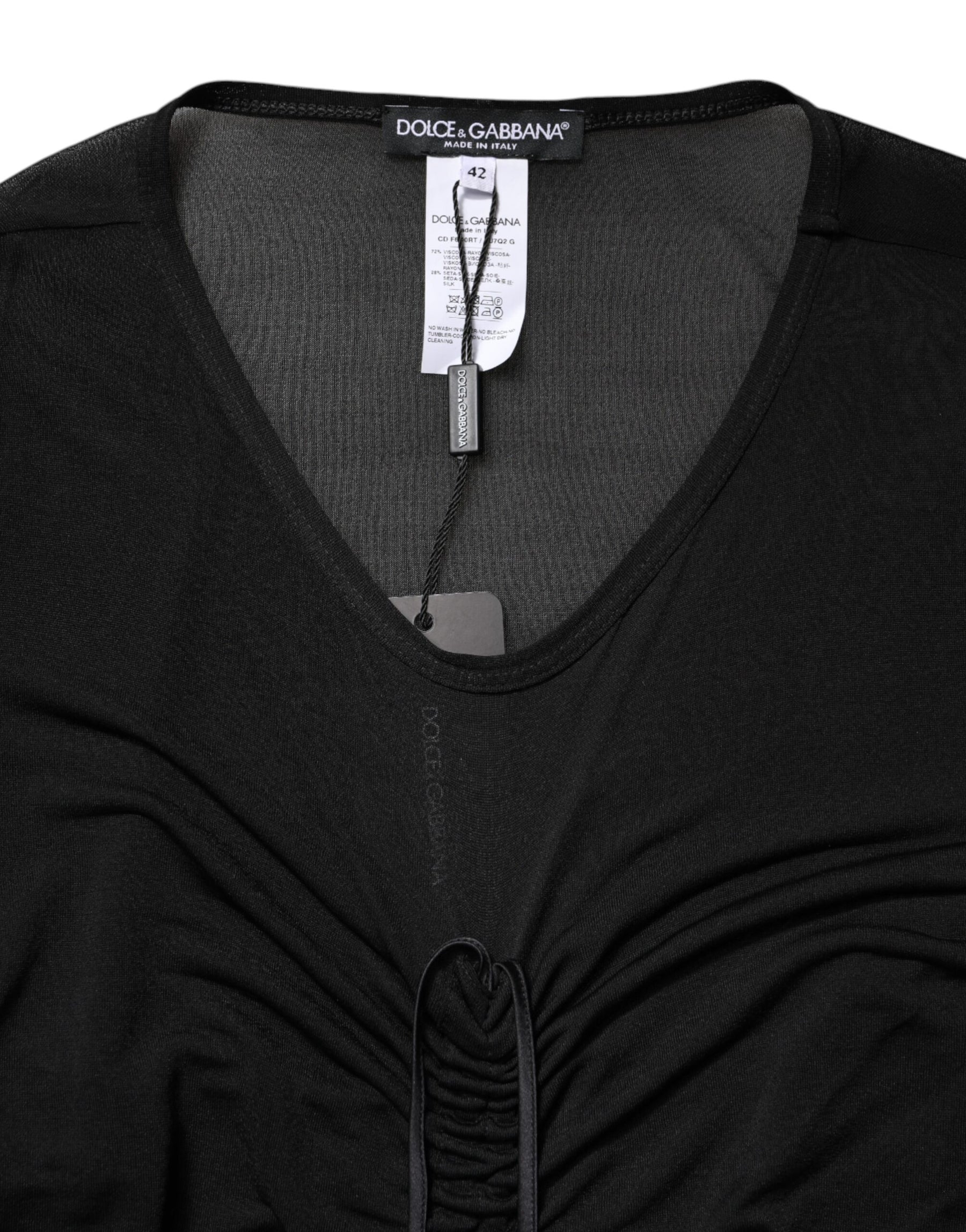 Dolce & Gabbana Schwarzes Bodycon Kleid mit Maschenbesatz