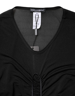 Dolce & Gabbana Schwarzes Bodycon Kleid mit Maschenbesatz