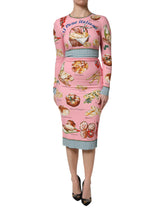 Dolce & Gabbana Rosa Pastry Print Bodycon Etuikleid Midikleid