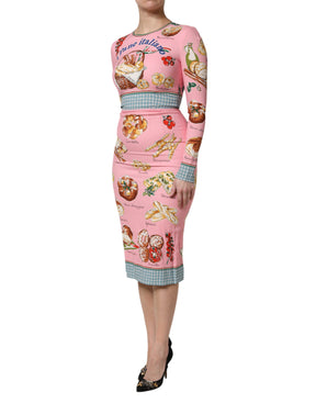 Dolce & Gabbana Rosa Pastry Print Bodycon Etuikleid Midikleid