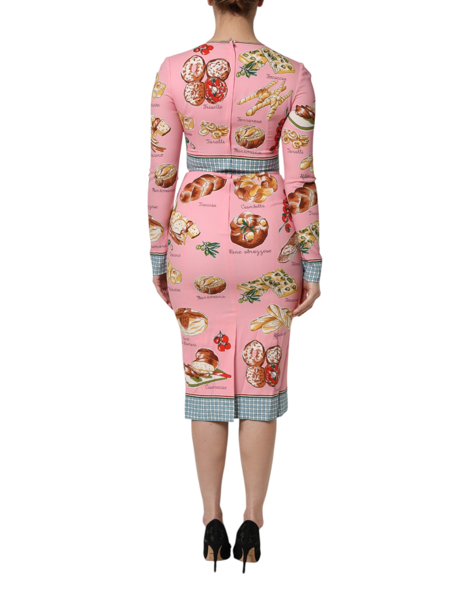 Dolce & Gabbana Rosa Pastry Print Bodycon Etuikleid Midikleid