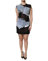 Dolce & Gabbana Schwarzblaues ärmelloses Denim-Minikleid