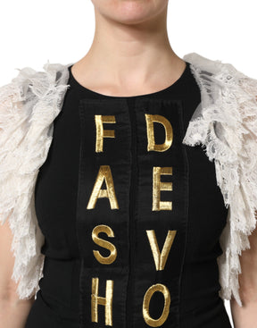 Dolce & Gabbana Schwarzes Fashion Devotion Verschönertes Minikleid