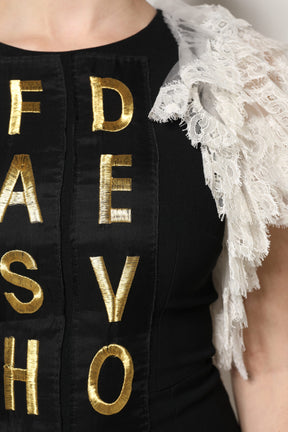 Dolce & Gabbana Schwarzes Fashion Devotion Verschönertes Minikleid