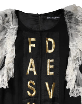 Dolce & Gabbana Schwarzes Fashion Devotion Verschönertes Minikleid