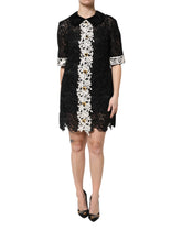 Dolce & Gabbana Schwarzes Minikleid mit floraler Spitze verschönert