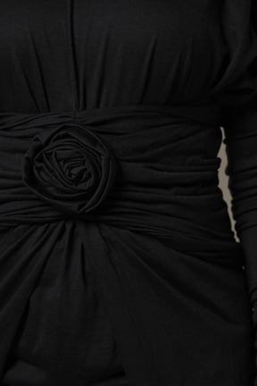 Dolce & Gabbana Schwarzes langärmeliges Etuikleid aus Wolle