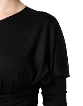 Dolce & Gabbana Schwarzes langärmeliges Etuikleid aus Wolle