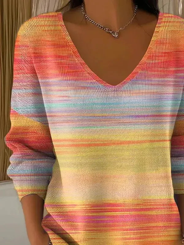 Elegant V-Neck Long Sleeve Top - Herbstshafter Stil & Komfort