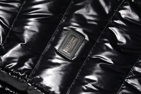 Dolce & Gabbana Schwarze Logo-Plakette Full Zip Pufferjacke