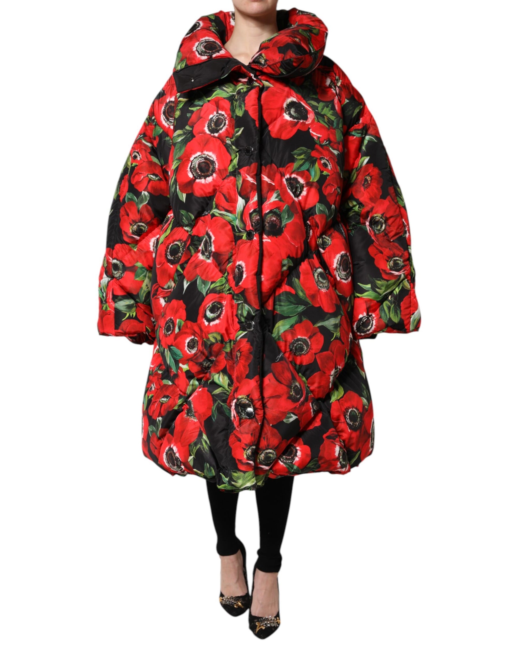 Dolce & Gabbana Gefütterte Jacke mit mehrfarbigem Blumenmuster und Reißverschluss