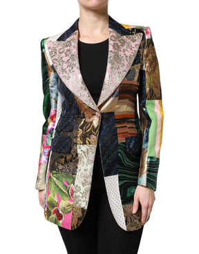 Dolce & Gabbana Multicolor Floral Patchwork Jacquard Jacke