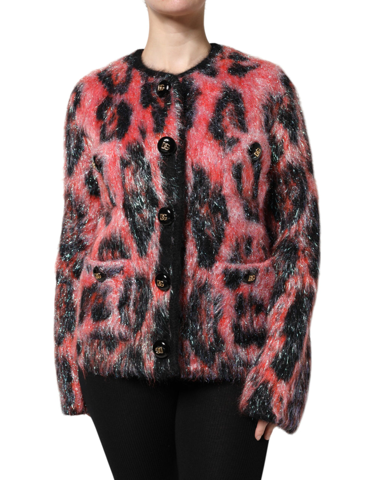 Dolce & Gabbana Roter Mohair-Woll-Cardigan mit Knopfleiste