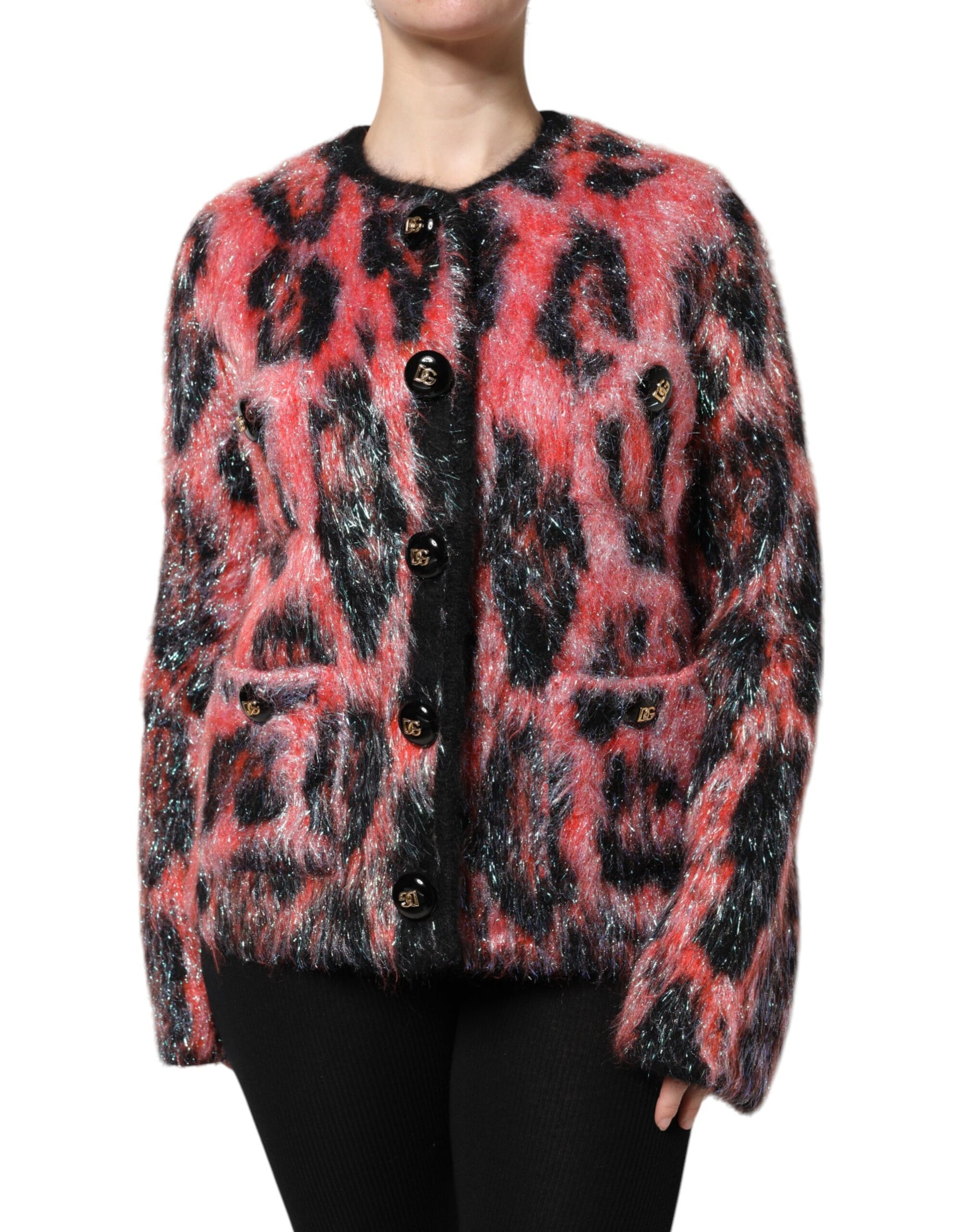 Dolce & Gabbana Roter Mohair-Woll-Cardigan mit Knopfleiste