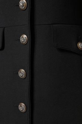 Dolce & Gabbana Schwarzer einreihiger Trenchcoat aus Wolle