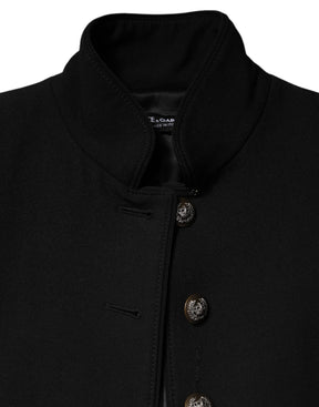 Dolce & Gabbana Schwarzer einreihiger Trenchcoat aus Wolle