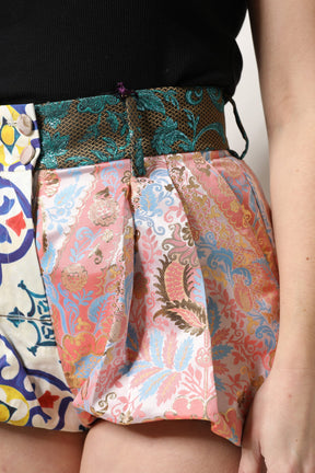 Dolce & Gabbana Multicolor Hohe Taille Frauen Hot Pants Shorts
