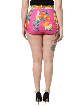 Dolce & Gabbana Rosa bedruckte Hot Pants mit hoher Taille Shorts