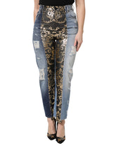 Dolce & Gabbana Multicolor Patchwork Denim Jeans mit hoher Taille