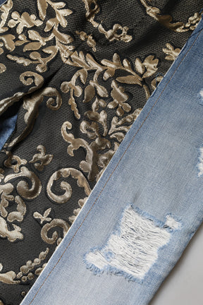 Dolce & Gabbana Multicolor Patchwork Denim Jeans mit hoher Taille