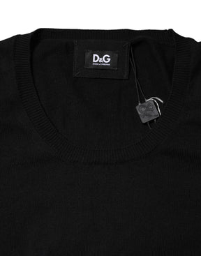 Dolce & Gabbana Schwarzes Baumwoll-T-Shirt mit Rundhalsausschnitt und kurzen Ärmeln