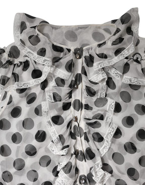 Dolce & Gabbana Weiß-schwarz gepunktetes ärmelloses Baumwoll-Top
